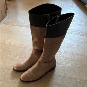 Saks Fifth Avenue Black and Brown Women's Leather Knee High Boots